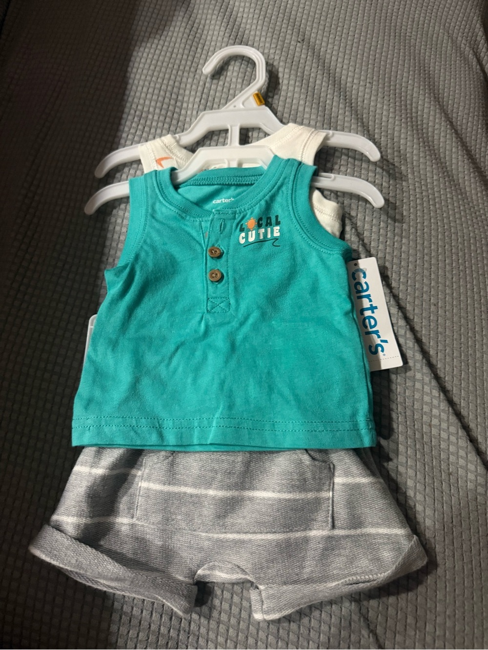 Carter's White Onesie with Teal Accent 3 pieces set